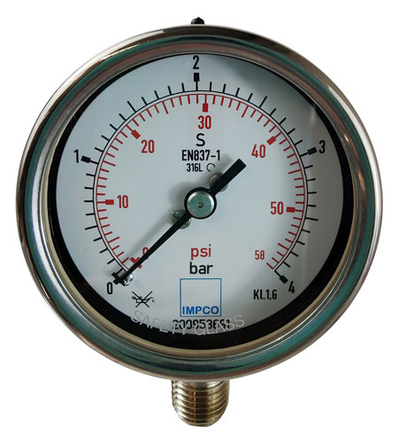 Rohrfeder-Manometer 63mm 0-4 bar 1/4" NPT unten Rohrfeder-Manometer 63mm 0-4 bar 1/4" NPT unten