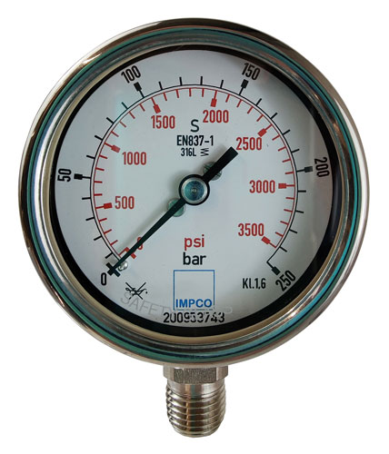 Rohrfeder-Manometer 63mm 0-250 bar 1/4" NPT unten Rohrfeder-Manometer 63mm 0-250 bar 1/4" NPT unten