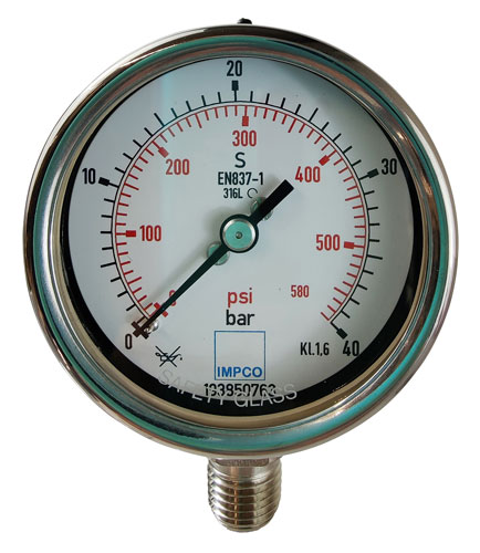 Rohrfeder-Manometer 63mm 0-40 bar 1/4" NPT unten Rohrfeder-Manometer 63mm 0-40 bar 1/4" NPT unten