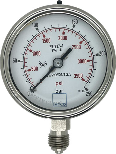 Rohrfeder-Manometer 63mm 0-250 bar G1/4" unten Rohrfeder-Manometer 63mm 0-250 bar G1/4" unten