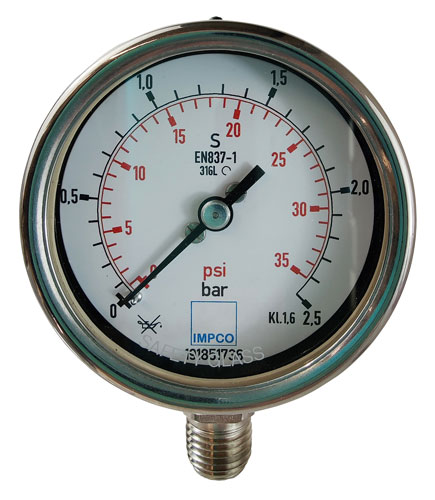 Rohrfeder-Manometer 63mm 0-2,5 bar 1/4" NPT unten Rohrfeder-Manometer 63mm 0-2,5 bar 1/4" NPT unten