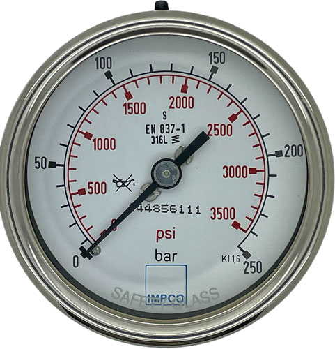 Rohrfeder-Manometer 63mm 0-250 bar 1/4" NPT rückseitig mittig Rohrfeder-Manometer 63mm 0-250 bar 1/4" NPT rückseitig mittig